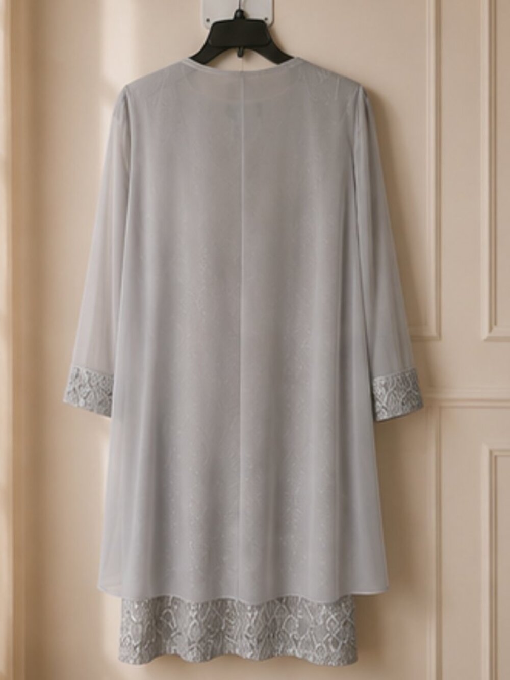 R&M Richards 2-piece glitter lace sheath dress and jacket set in a champagne - Picture 4 of 7